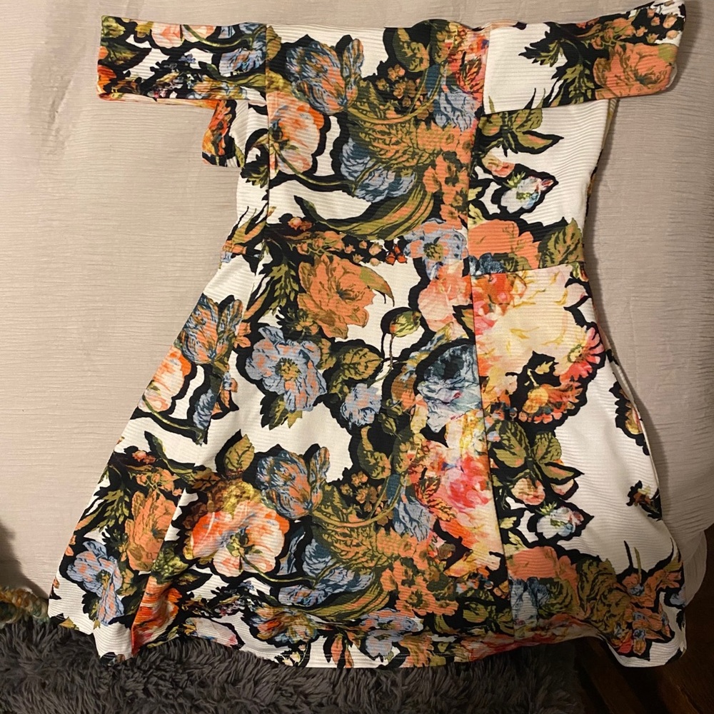 ASOS White and Floral Bardot Skater Dress